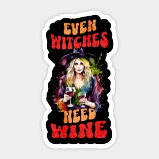 Even Witches need Wine Sticker